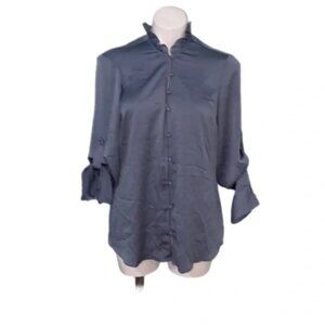 Express Satin Ruffle Collar Blouse Size L, NWT